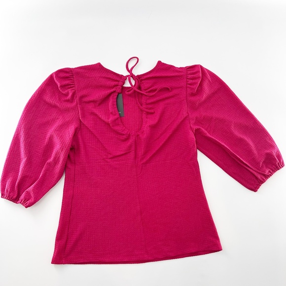 Mark New York Pink 3/4 sleeves Open back Neck tie Blouse Size M NWT - Picture 2 of 11